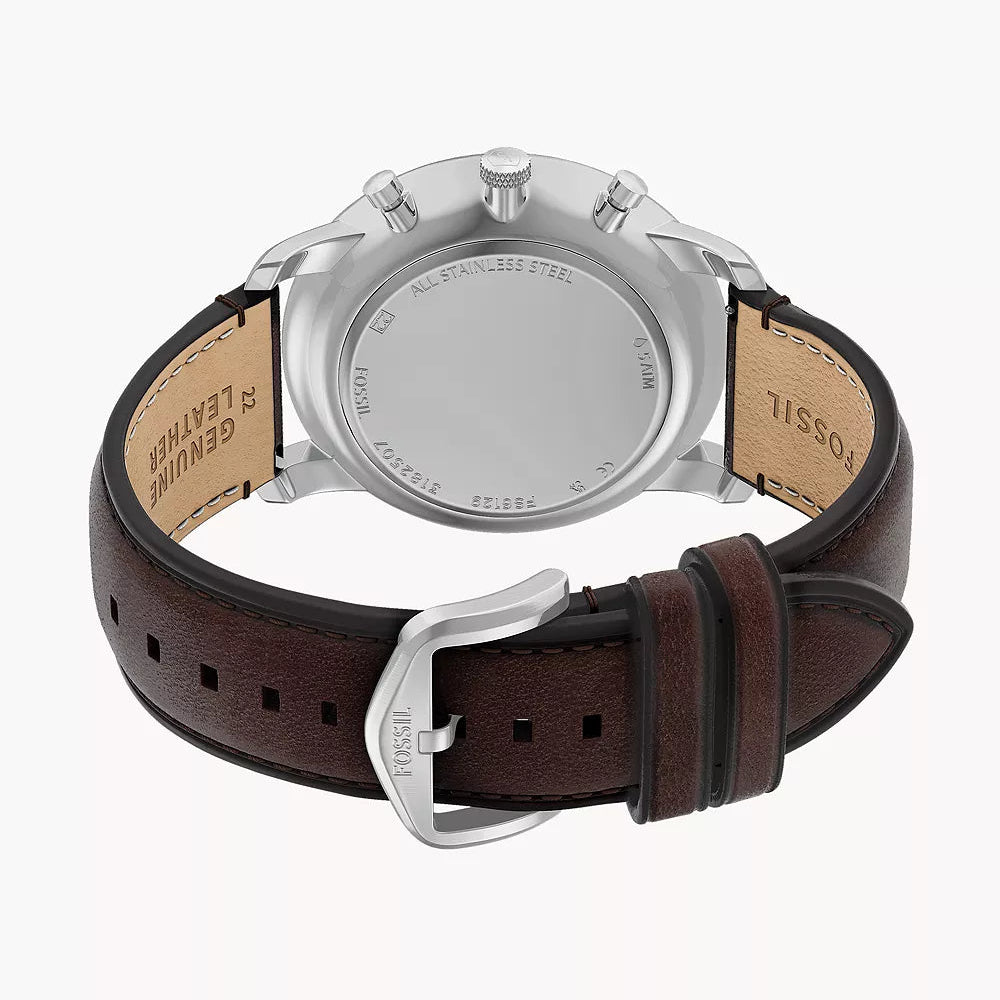 NEUTRA GREY SUNRAY CHRONOGRAPH DIAL GENTS BROWN LEATHER FOSSIL WATCH