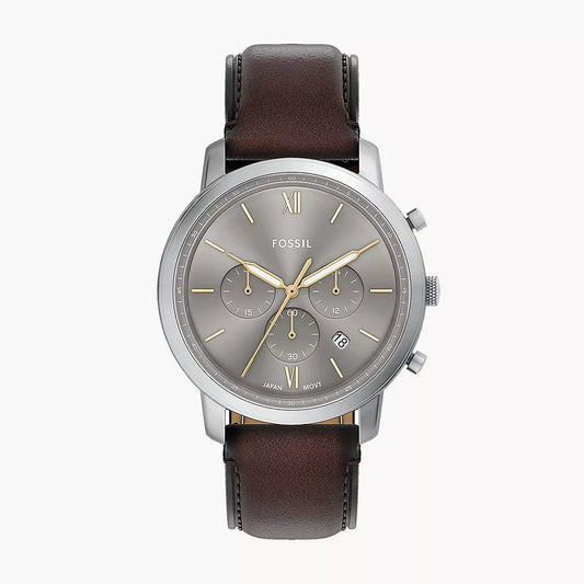 NEUTRA GREY SUNRAY CHRONOGRAPH DIAL GENTS BROWN LEATHER FOSSIL WATCH