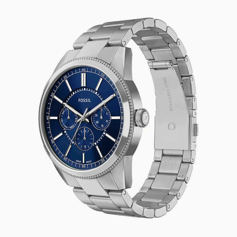 PEARSON BLUE DIAL GENTS STAINELSS STEEL FOSSIL WATCH