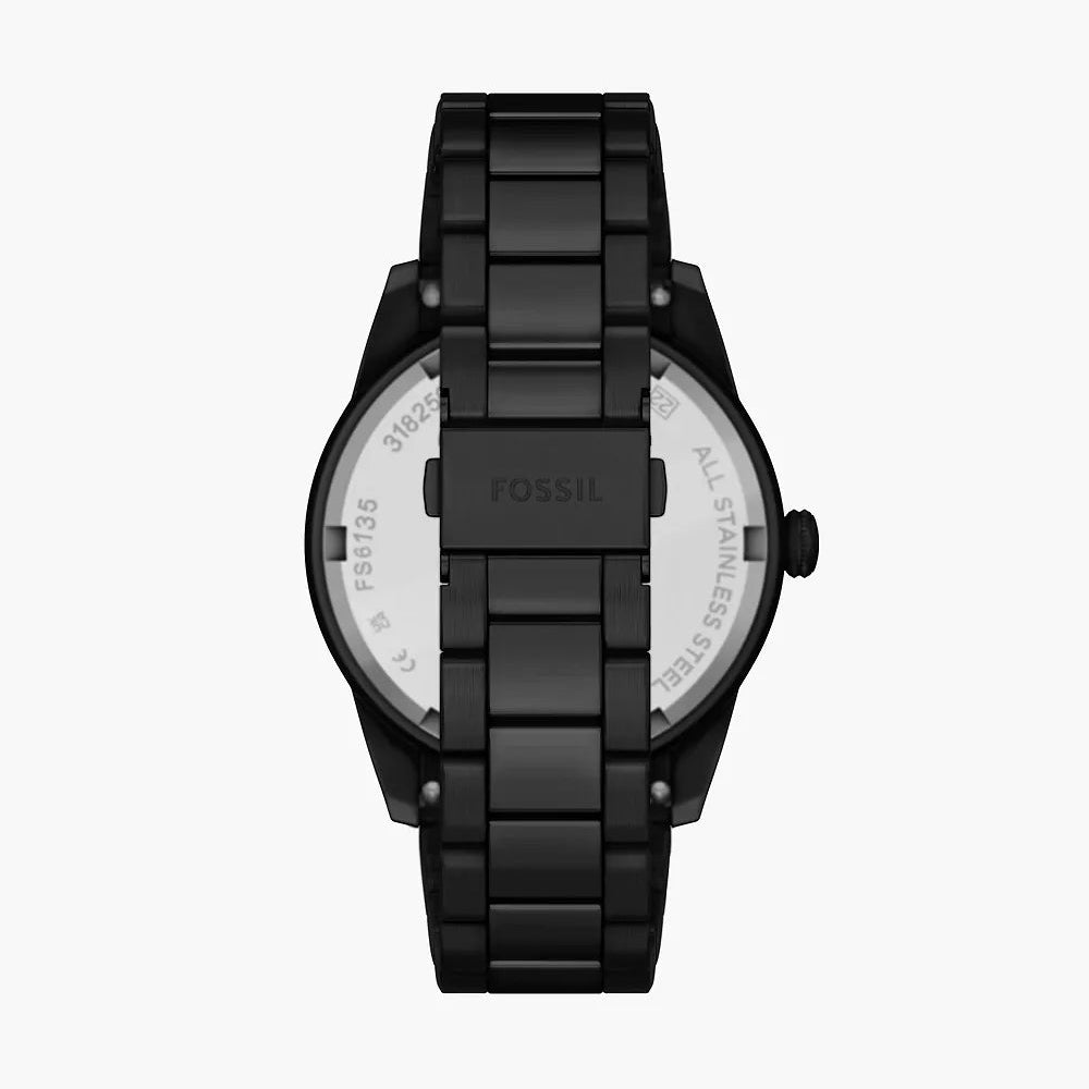 FOSSIL PEARSON BLACK DIAL GENTS BLACK STAINELSS STEEL WATCH