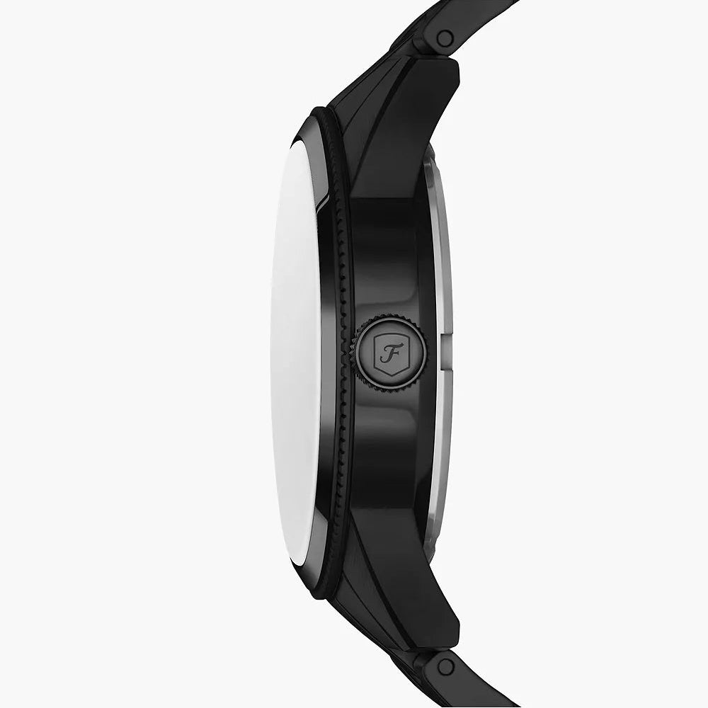 FOSSIL PEARSON BLACK DIAL GENTS BLACK STAINELSS STEEL WATCH