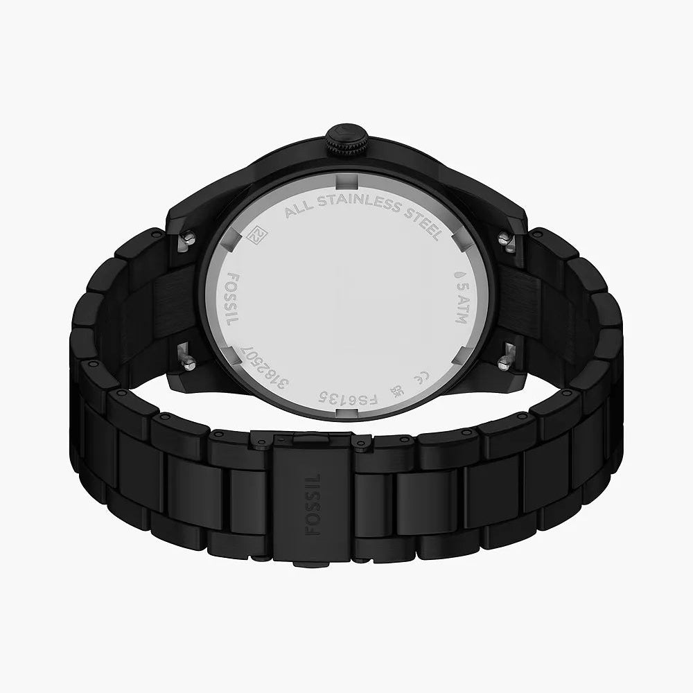 FOSSIL PEARSON BLACK DIAL GENTS BLACK STAINELSS STEEL WATCH
