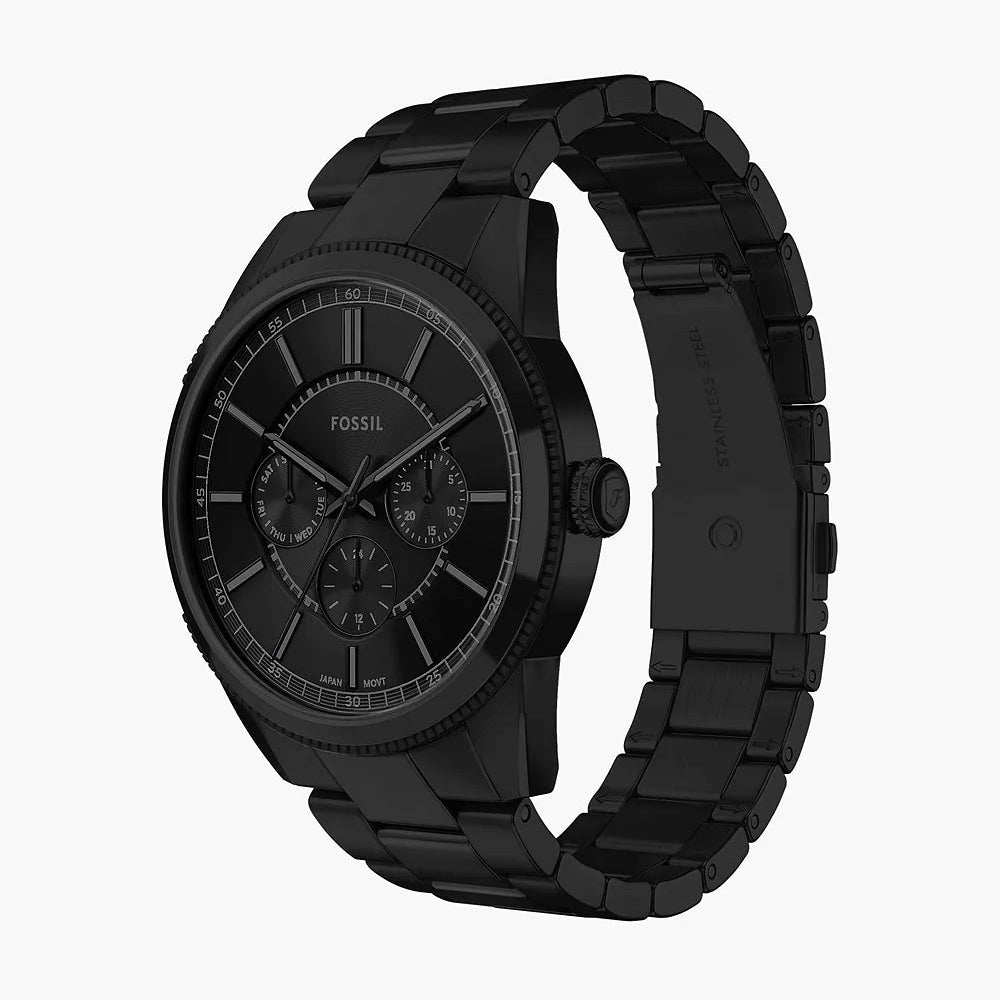 FOSSIL PEARSON BLACK DIAL GENTS BLACK STAINELSS STEEL WATCH