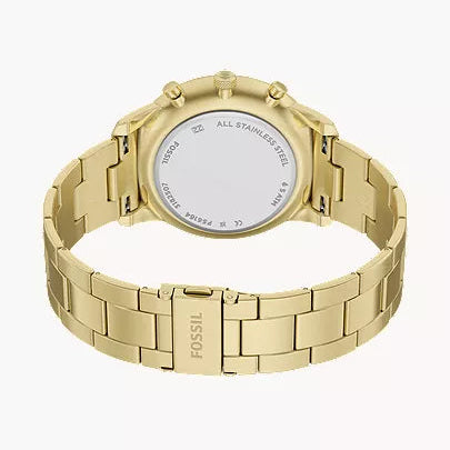 FOSSIL NEUTRA GREEN DIAL GENTS GOLD STAINLESS STEEL WATCH