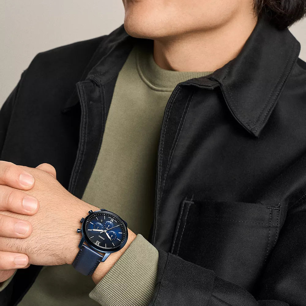 Fossil Neutra Chronograph Navy Leather Gents Watch