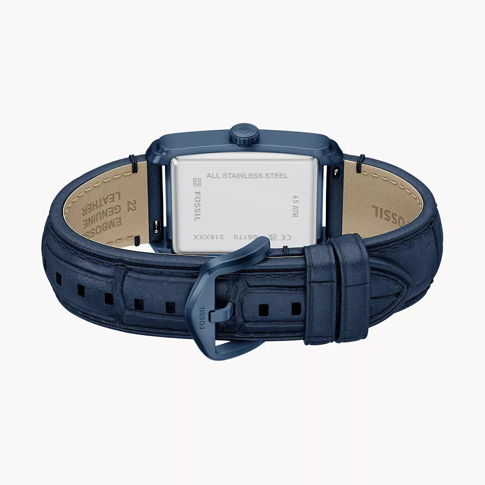 Fossil Carraway Three-Hand Gents Navy Croco Leather Watch