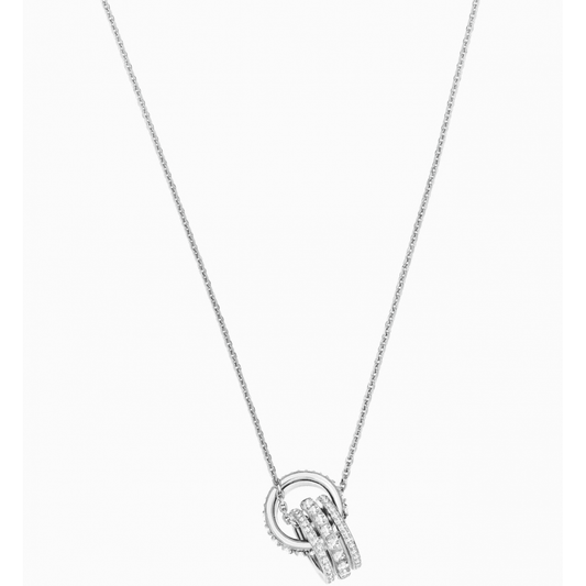 FURTHER PENDANT, WHITE SWAROVSKI CRYSTALS, RHODIUM PLATED