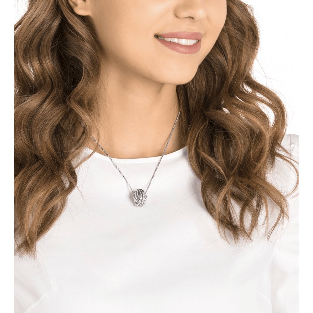 FURTHER PENDANT, WHITE SWAROVSKI CRYSTALS, RHODIUM PLATED