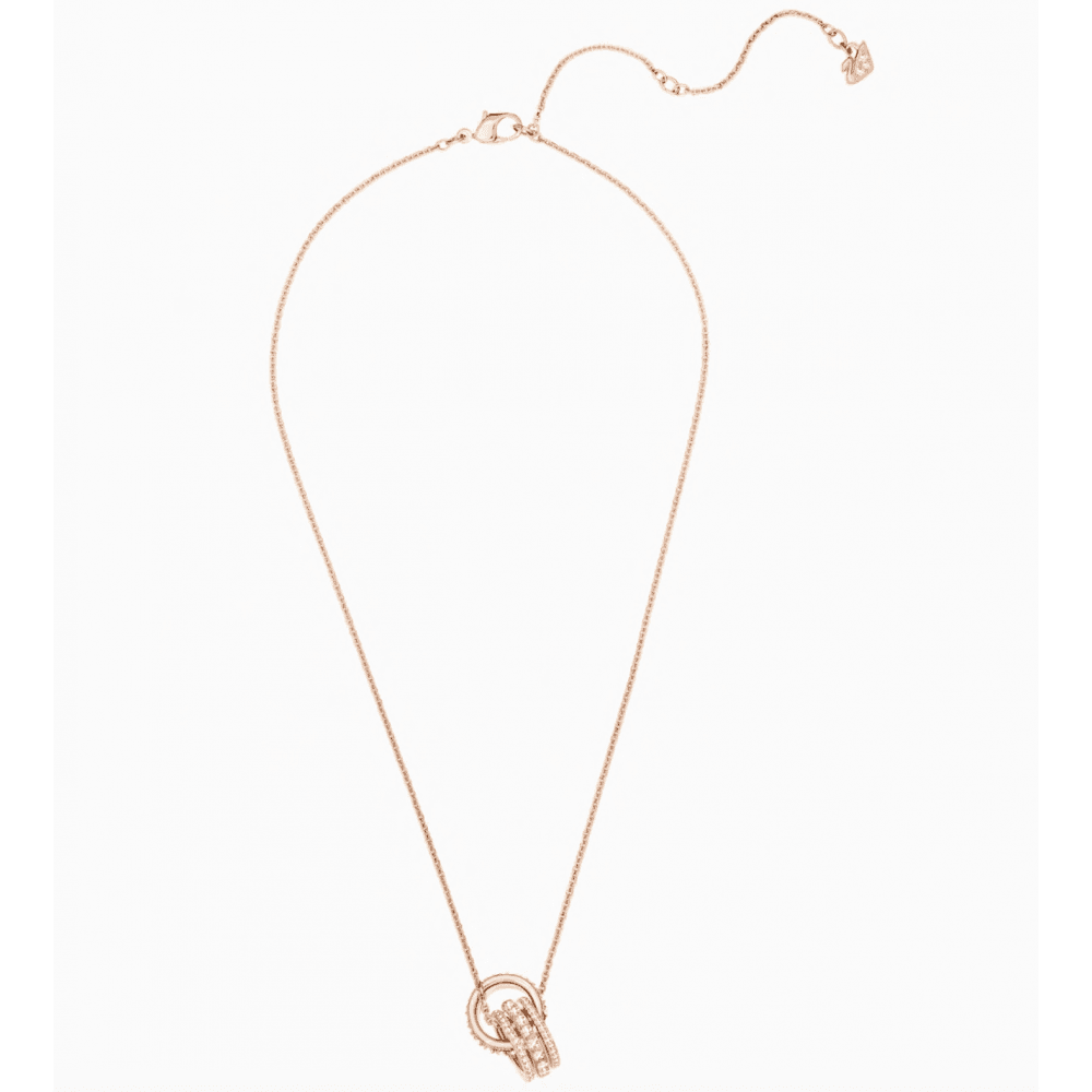 FURTHER PENDANT, WHITE SWAROVSKI CRYSTALS, ROSE-GOLD TONE PLATED