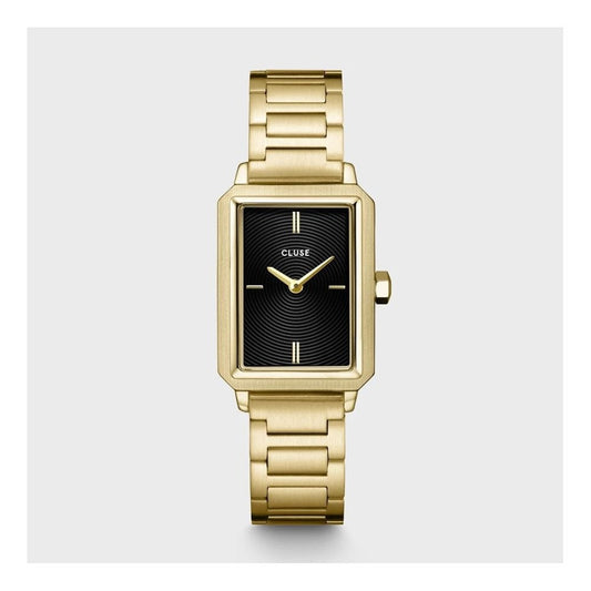 Fluette, Black Dial, Ladies Gold Stainless Steel Watch 
