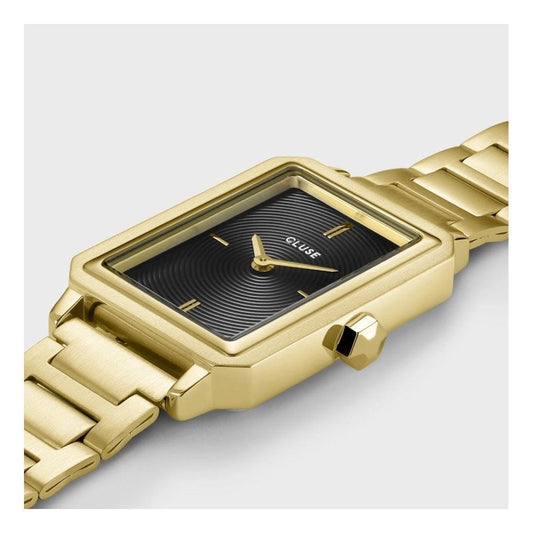 Fluette, Black Dial, Ladies Gold Stainless Steel Watch 