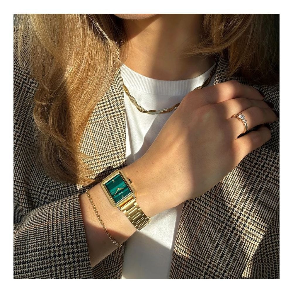 Fluette, Green Dial, Ladies Gold Stainless Steel Watch