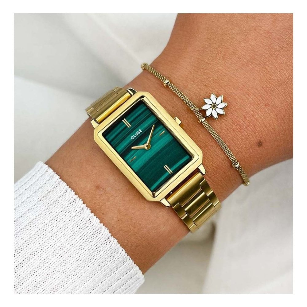 Fluette, Green Dial, Ladies Gold Stainless Steel Watch