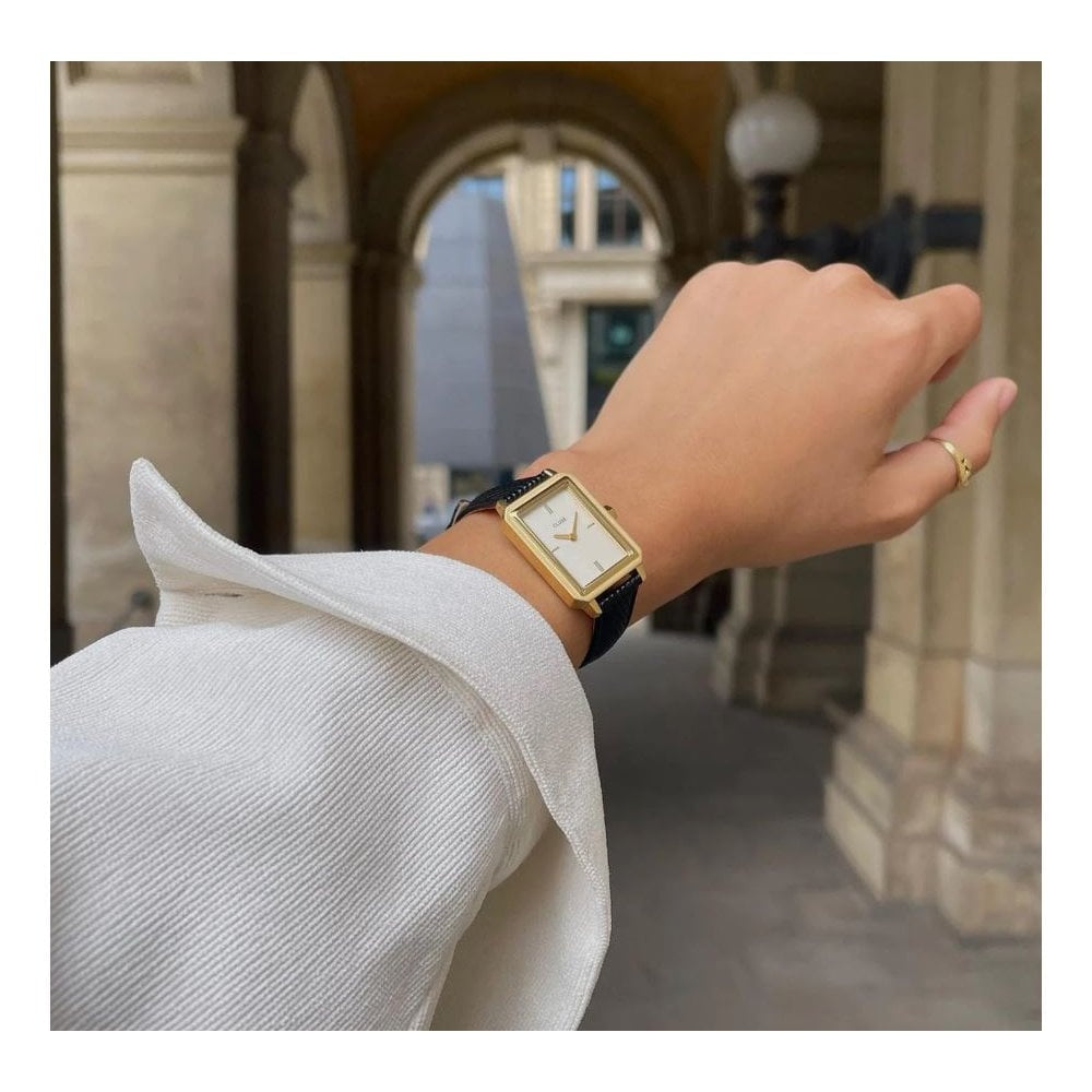 Fluette, Ladies Black Lizard Leather Watch