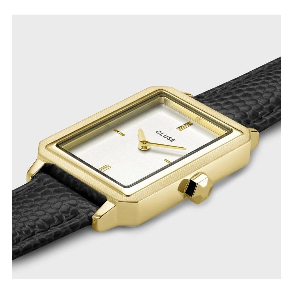 Fluette, Ladies Black Lizard Leather Watch