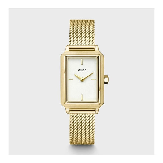 Fluette Watch, White Dial, Ladies Gold Mesh Watch
