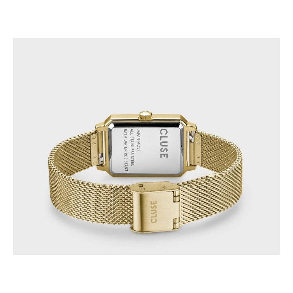 Fluette Watch, White Dial, Ladies Gold Mesh Watch