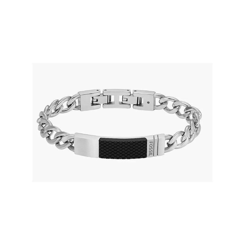 Fossil Textured Plaque Stainless Steel Bracelet