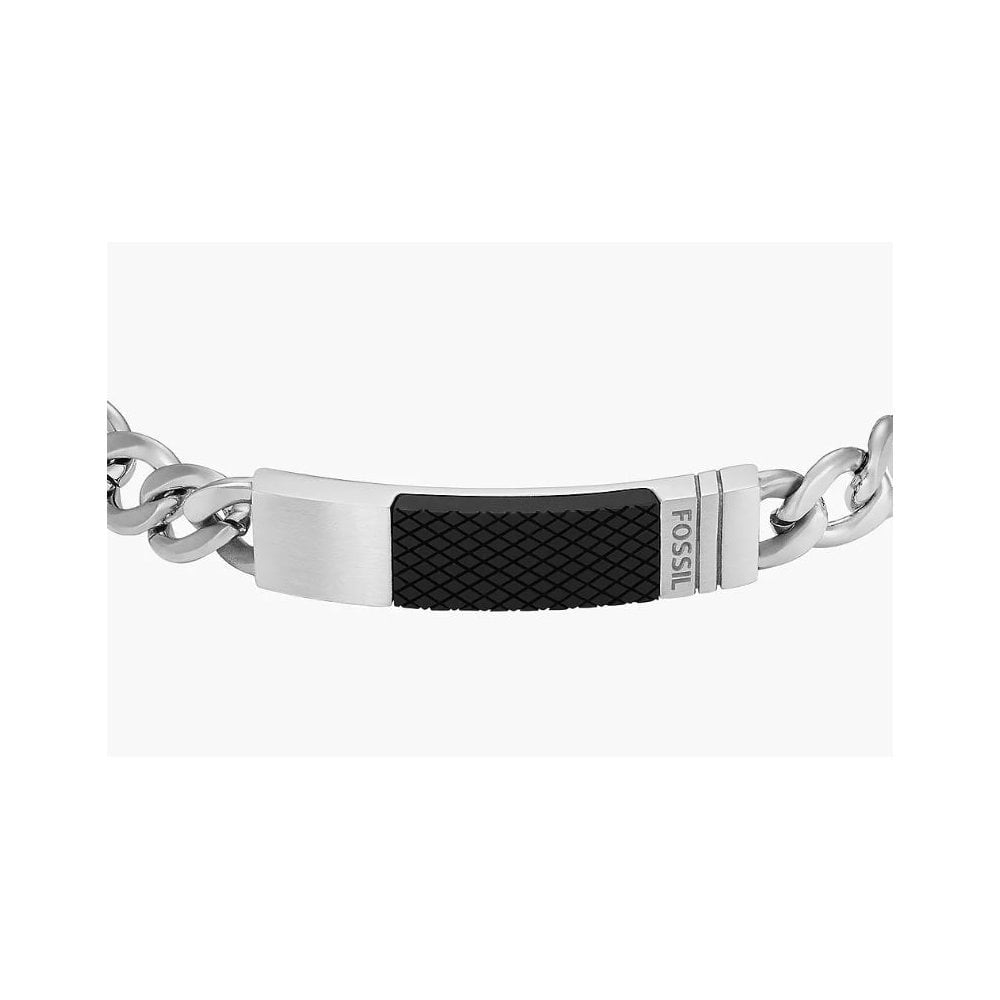 Fossil Textured Plaque Stainless Steel Bracelet