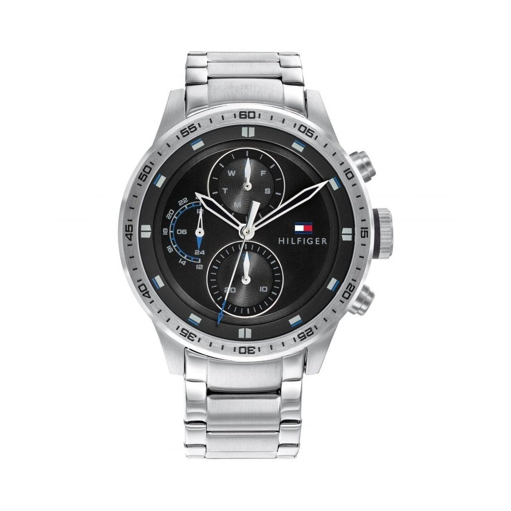 GENTS CHRONOGRAPH TRENT WATCH WITH BLACK DIAL & STAINLESS STEEL BRACELET