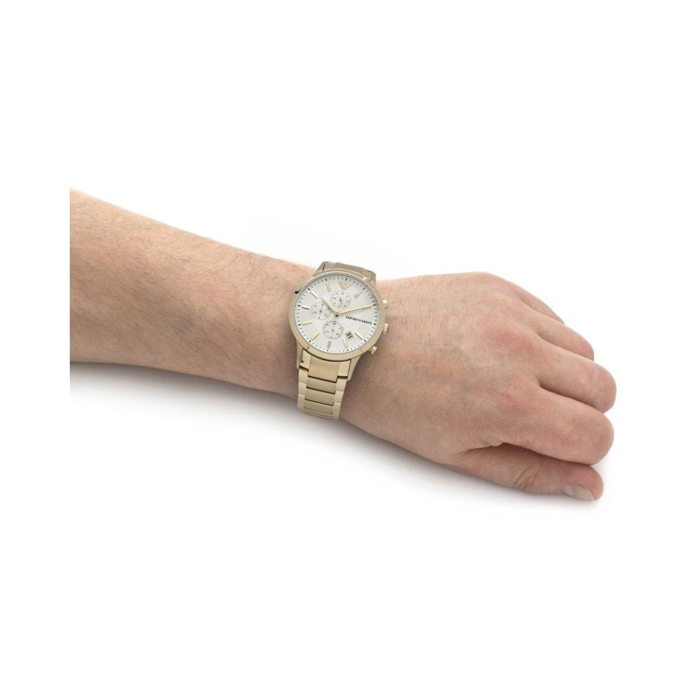 GENTS GOLD TONE ANALOGUE STAINLESS STEEL WATCH