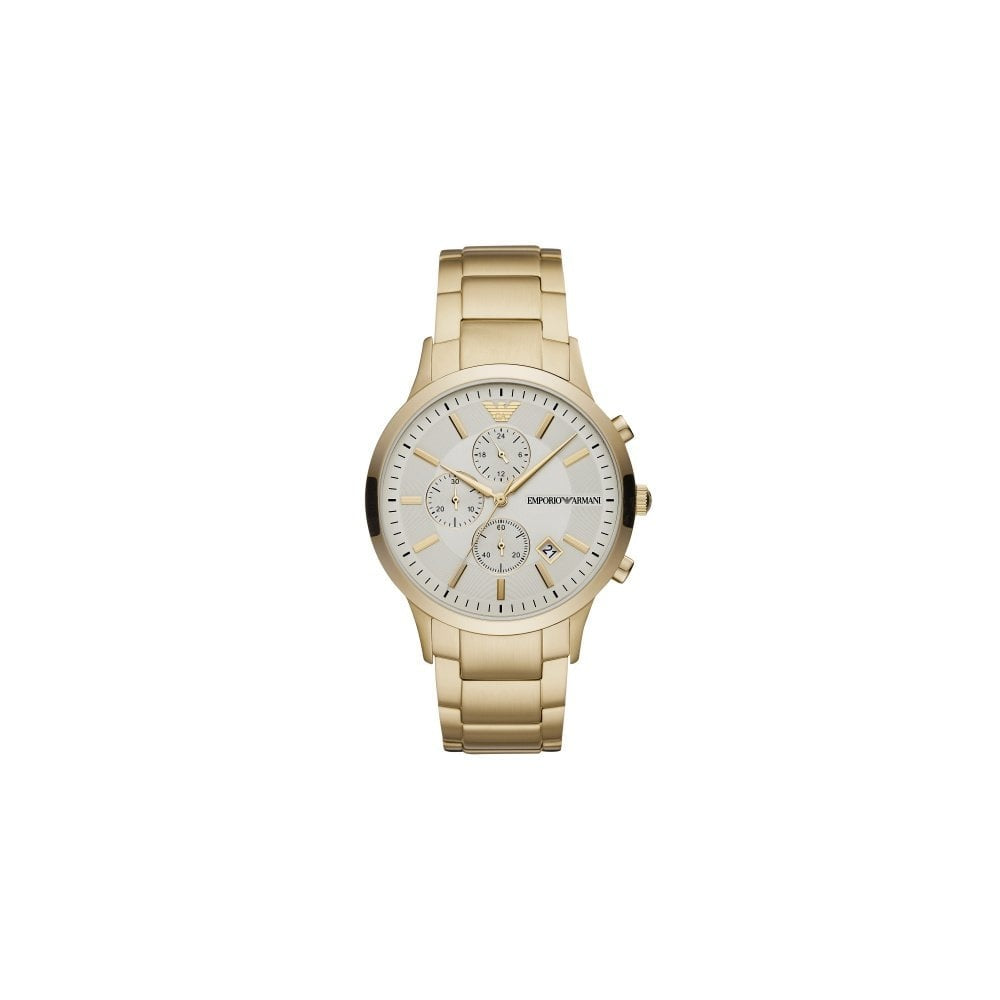 GENTS GOLD TONE ANALOGUE STAINLESS STEEL WATCH
