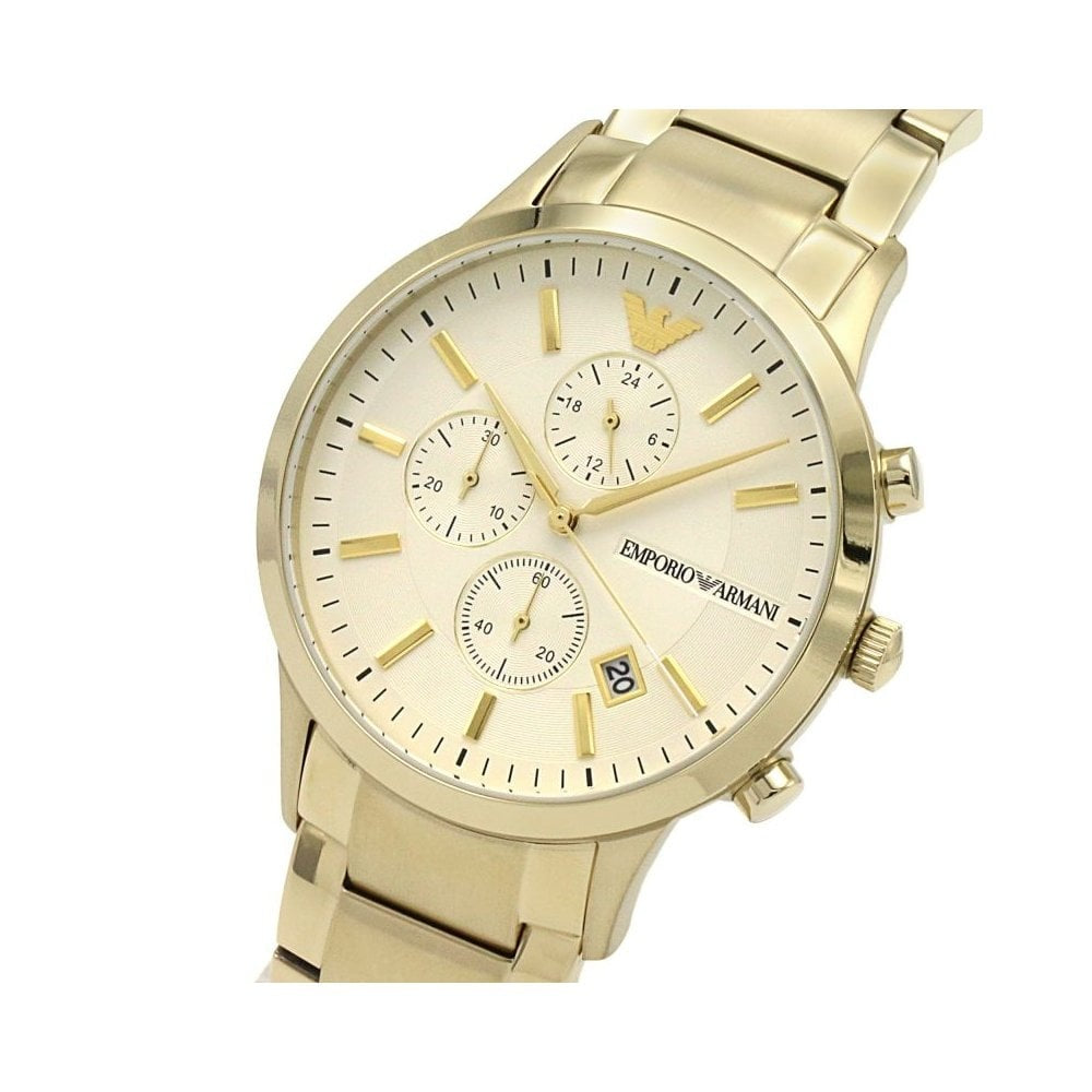 GENTS GOLD TONE ANALOGUE STAINLESS STEEL WATCH