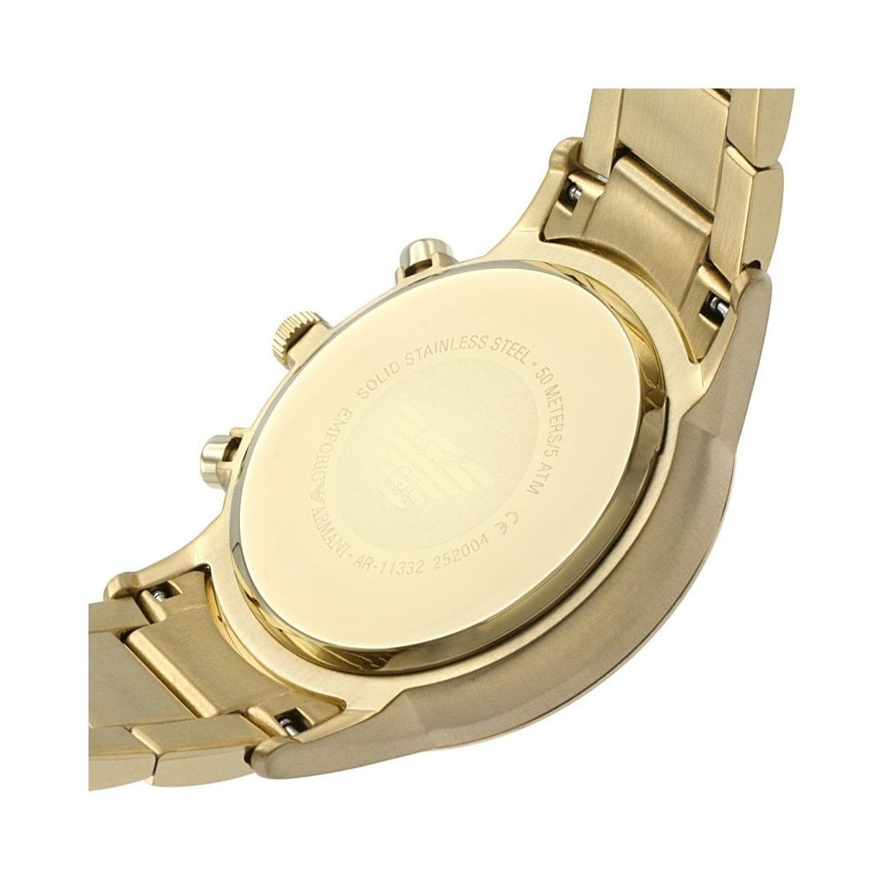 GENTS GOLD TONE ANALOGUE STAINLESS STEEL WATCH