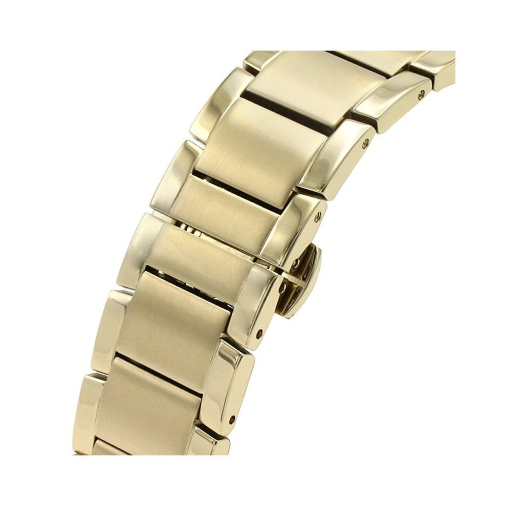 GENTS GOLD TONE ANALOGUE STAINLESS STEEL WATCH