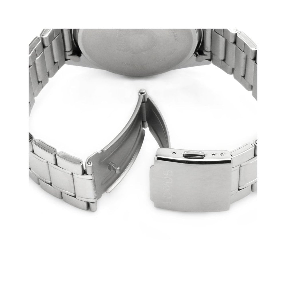GENTS STAINLESS STEEL BRACELET WATCH WITH BLACK DIAL