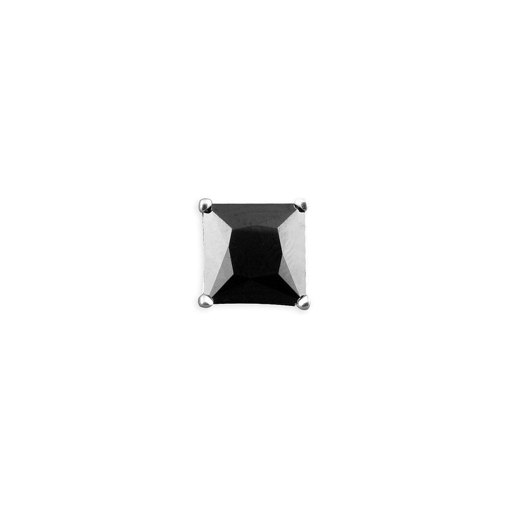 GENTS STERLING SILVER BLACK CUBIC ZIRCONIA STUD EARRING
