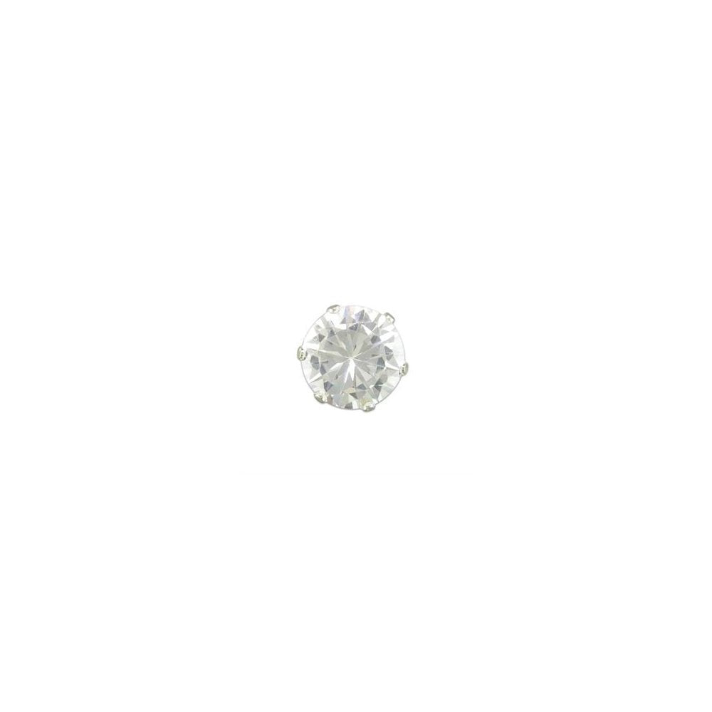GENTS STERLING SILVER ROUND CUBIC ZIRCONIA STUD EARRING
