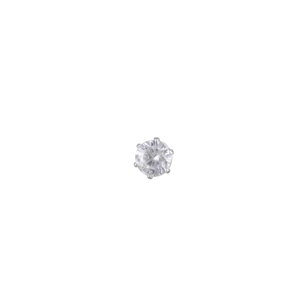 GENTS STERLING SILVER ROUND CUBIC ZIRCONIA STUD EARRING