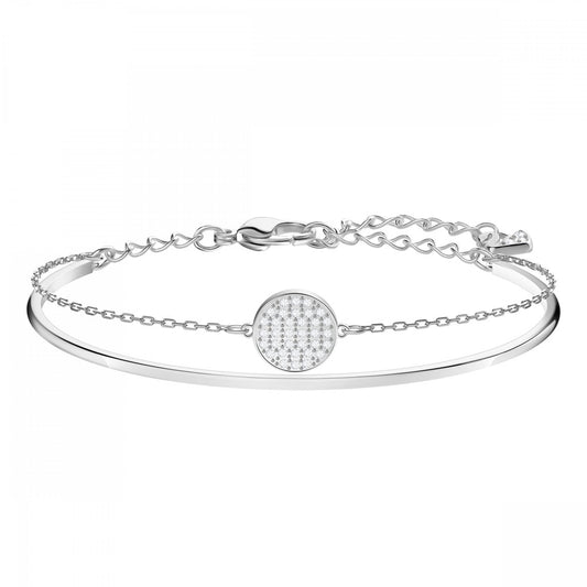 GINGER BANGLE, WHITE SWAROVSKI CRYSTAL, RHODIUM PLATED