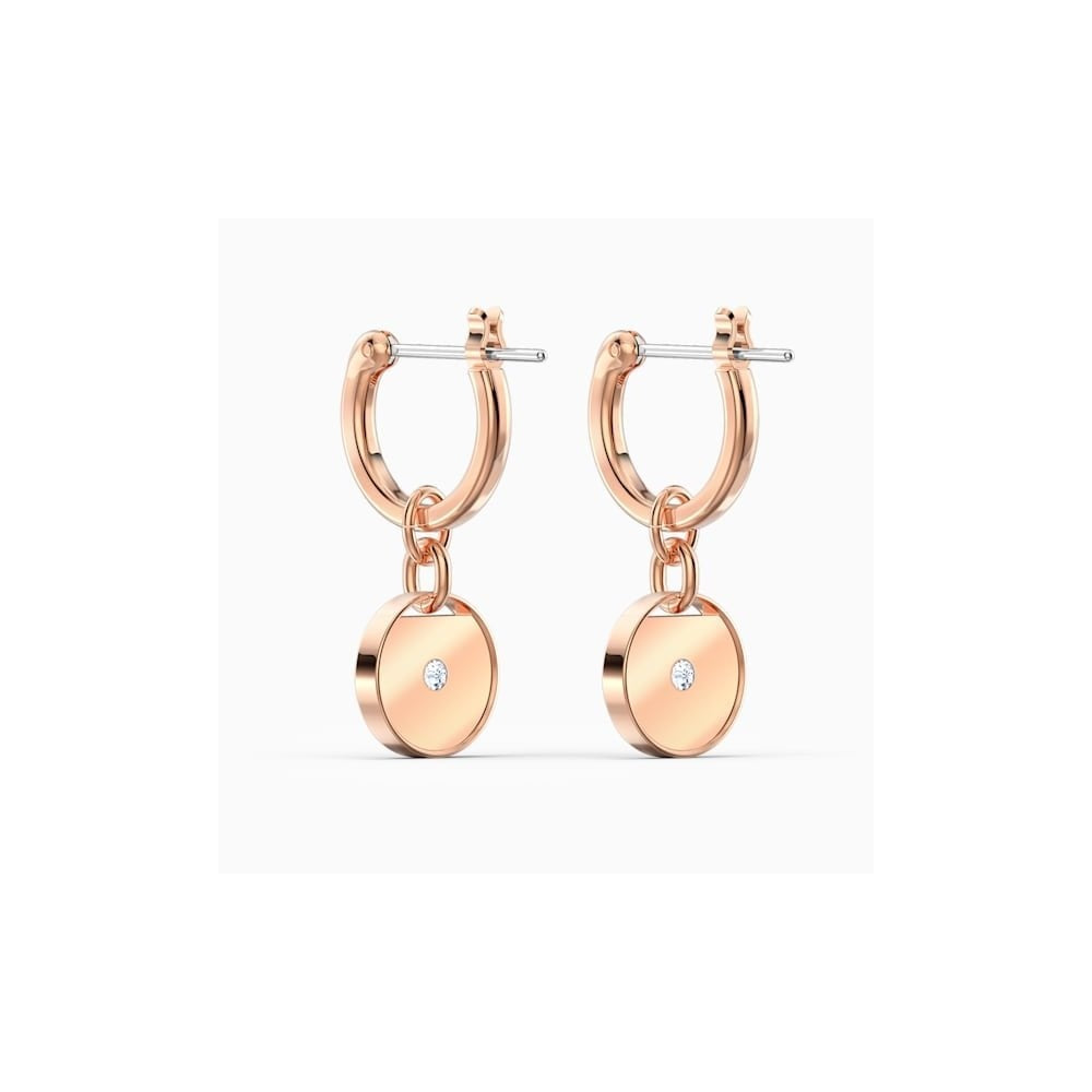 GINGER ROSE GOLD MINI HOOP EARRINGS WITH BLUE CRYSTALS