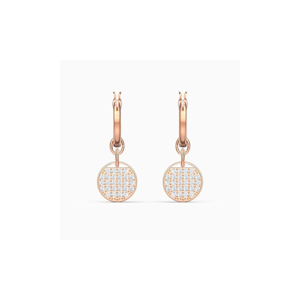 GINGER ROSE GOLD MINI HOOP EARRINGS WITH BLUE CRYSTALS
