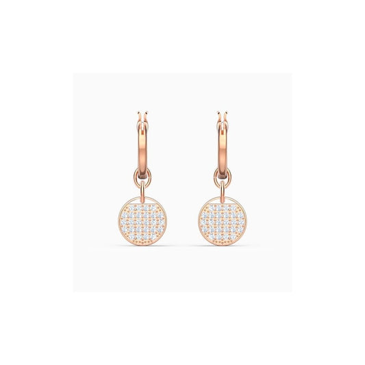 GINGER ROSE GOLD MINI HOOP EARRINGS WITH BLUE CRYSTALS