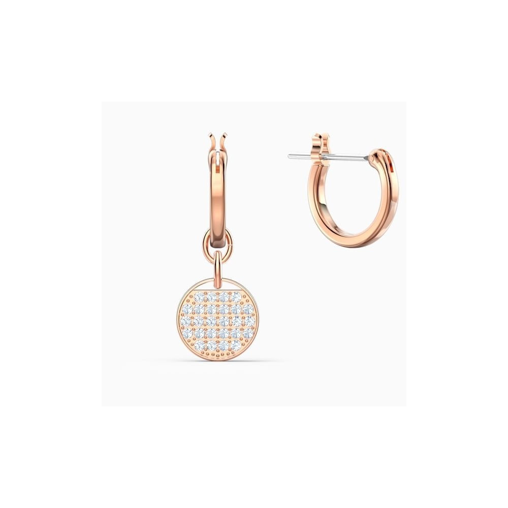 GINGER ROSE GOLD MINI HOOP EARRINGS WITH BLUE CRYSTALS