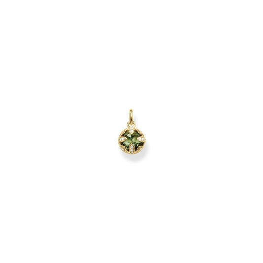 GLAM & SOUL GOLD ON SILVER LOTUS SYNTHETIC GREEN SPINEL STONE PENDANT WITH WHITE ZIRCONIA