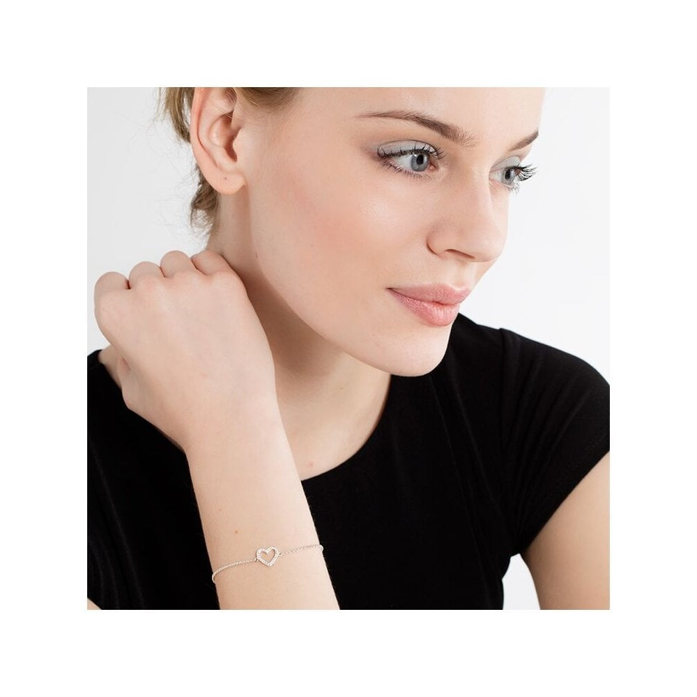 GLAM & SOUL, STERLING SILVER BRACELET WITH OPEN CZ HEART