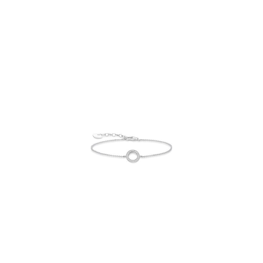 GLAM & SOUL, STERLING SILVER CHAIN BRACELET WITH OPEN CZ CIRCLE