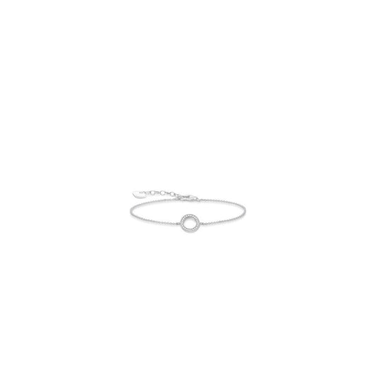 GLAM & SOUL, STERLING SILVER CHAIN BRACELET WITH OPEN CZ CIRCLE