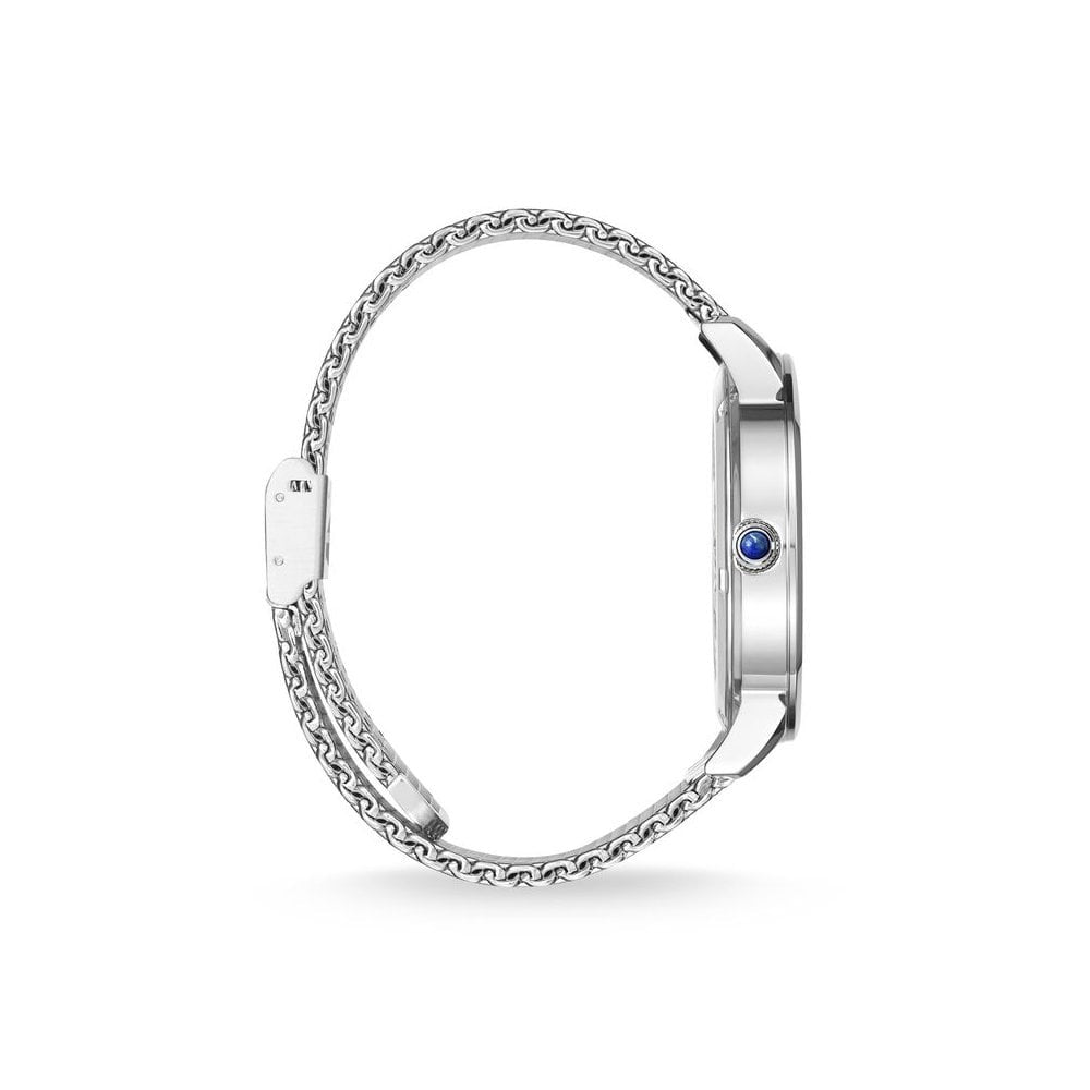 GLAM SPIRIT LADIES WATCH, STAINLESS STEEL BRACELET, ROYAL BLUE SUNRAY DIAL & LAPIS LAZULI STONE ON THE CROWN