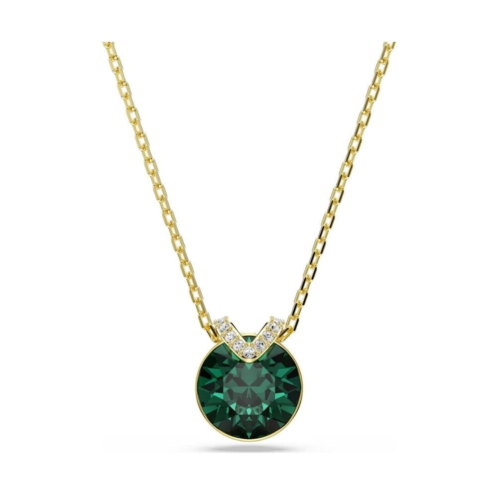 GOLD BELLA V GREEN PENDANT