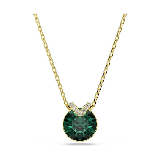 GOLD BELLA V GREEN PENDANT