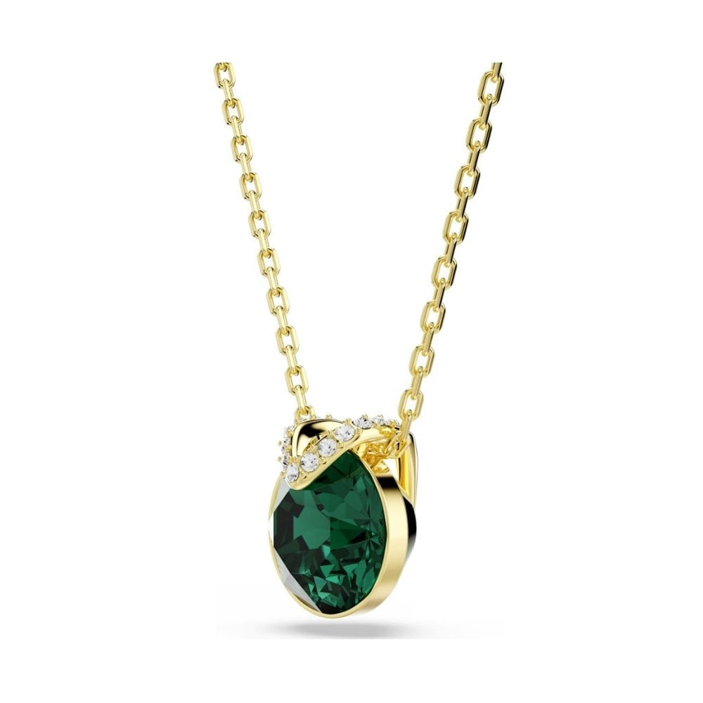 GOLD BELLA V GREEN PENDANT