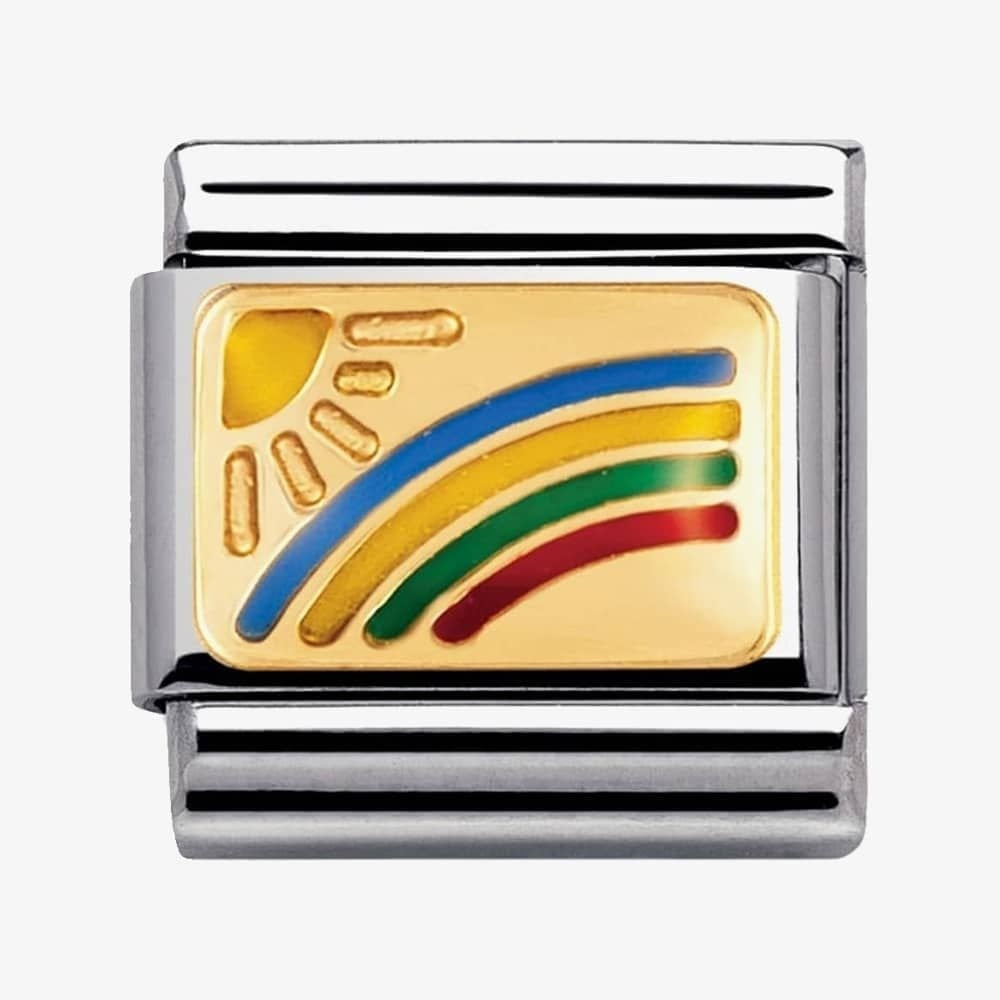 GOLD COLOURFUL SUN & RAINBOW CHARM