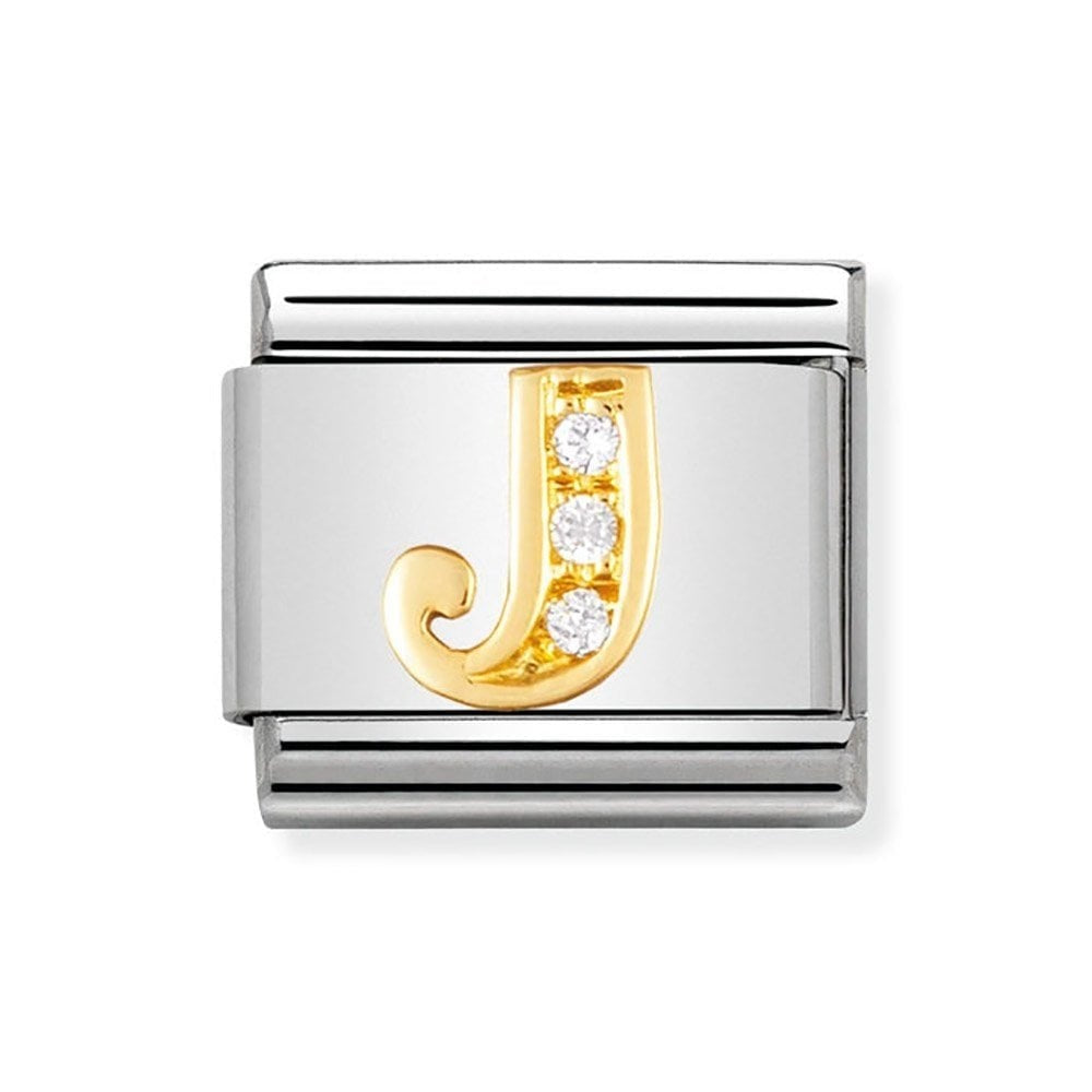 GOLD CZ INITIAL J CHARM