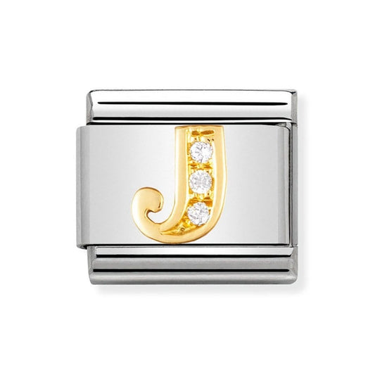GOLD CZ INITIAL J CHARM