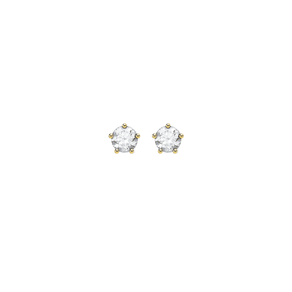 GOLD ON SIILVER ZIRCONIA STUD EARRINGS